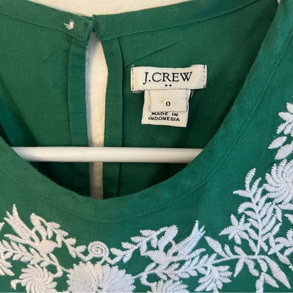 J.Crew Green Embroidered Cotton-linen Tank Blouse - Picture 4 of 7